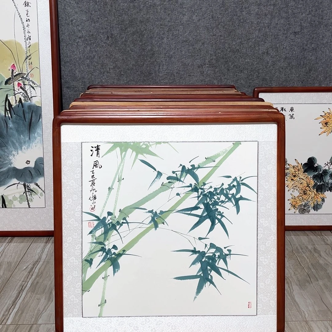 国画书画作品带框63×63