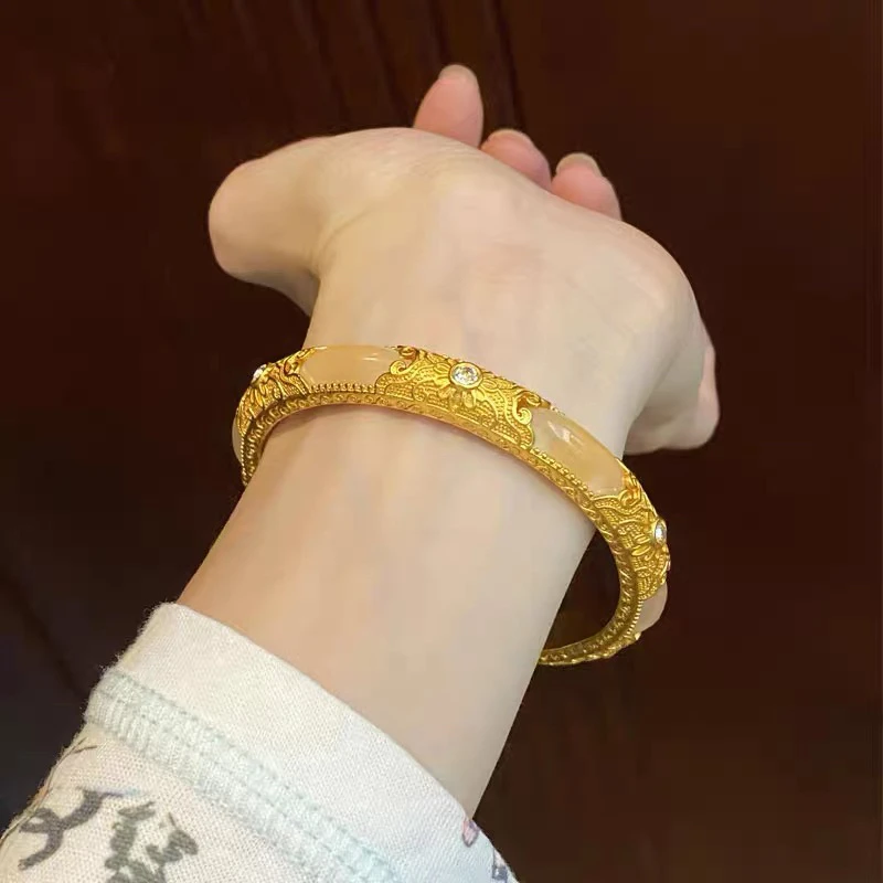 铜合金手镯 金粉世家花丝手镯