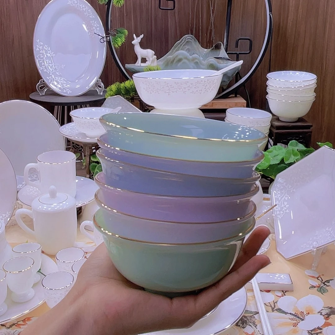 瓷景德镇玉瓷纯色米饭碗