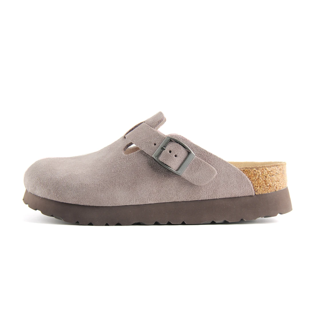 【半包厚底懒人拖鞋】夏季半包厚底拖鞋琥珀流光懒人一脚蹬真皮女鞋