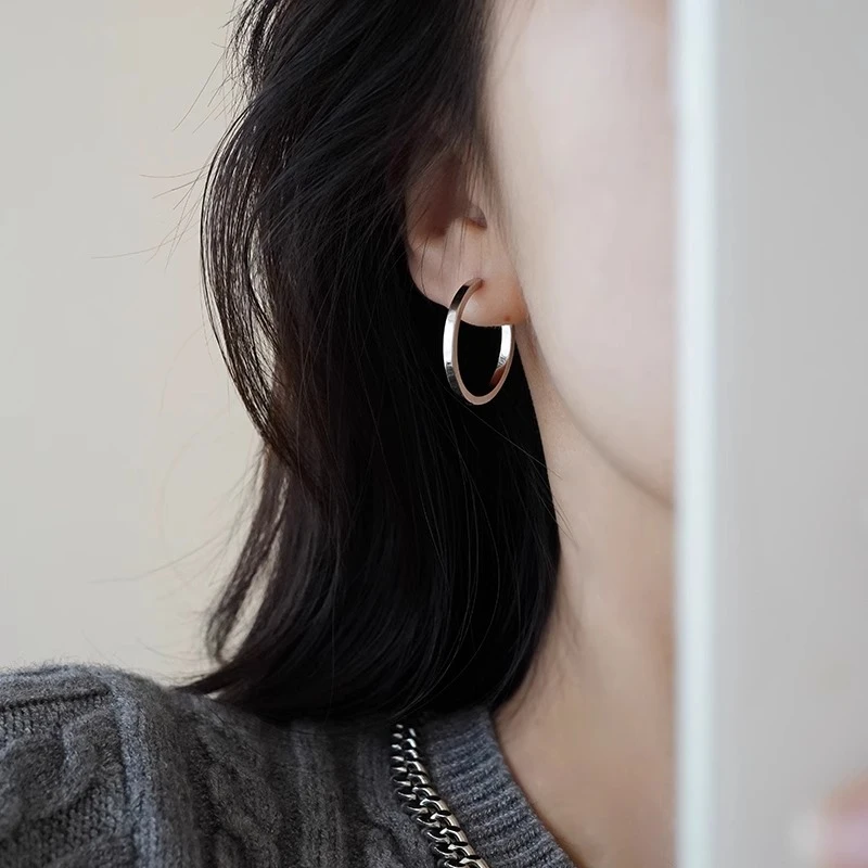 合金耳饰 防过敏冷淡风素圈耳环气质高级2025新爆款小众圆圈耳钉