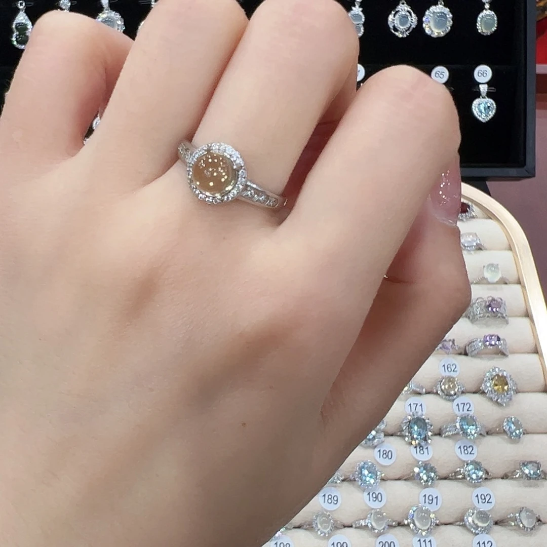 黄晶戒指银S925镶嵌幺****嘎活口