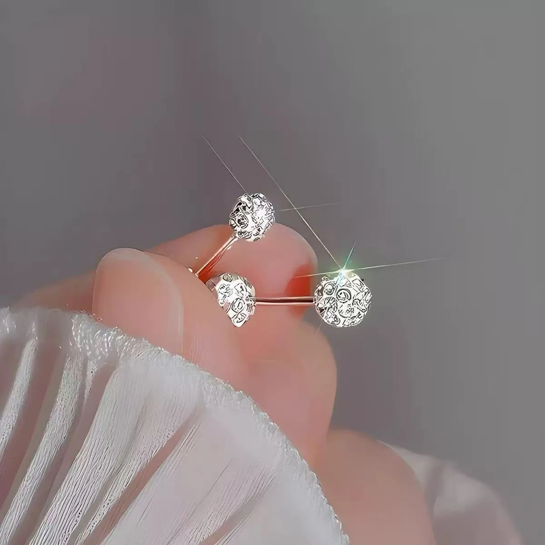 钛钢耳饰 钛钢螺丝纹双头镶钻耳钉时尚拧扣防掉款圆耳骨钉养耳洞