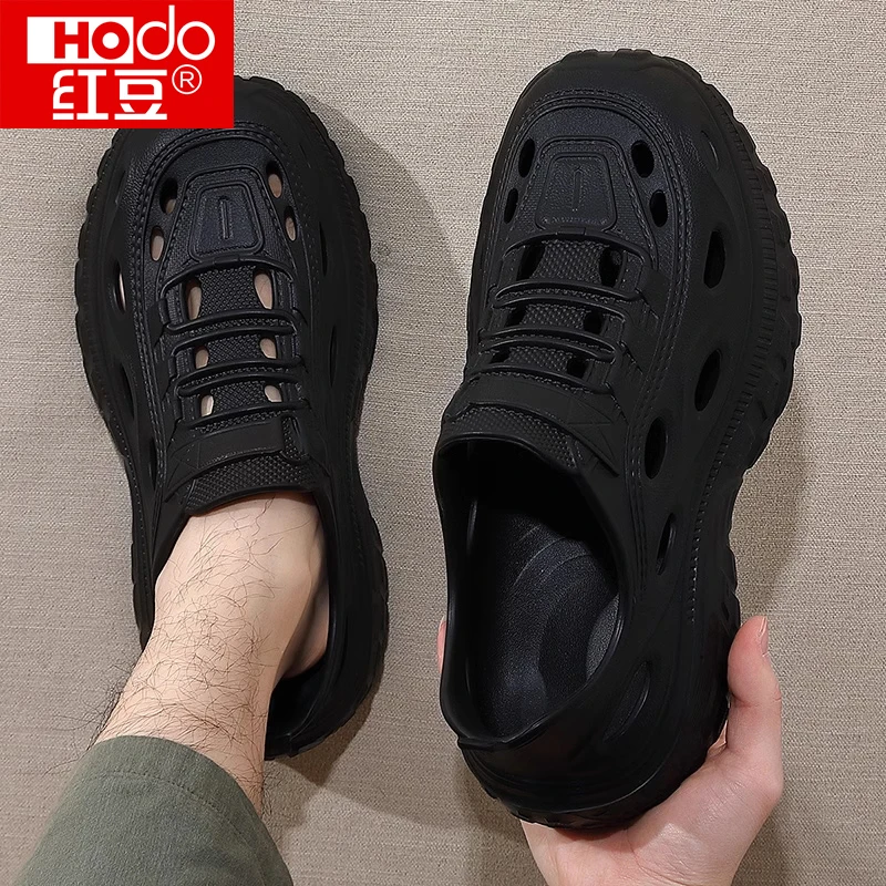 红豆洞洞鞋男款夏季户外穿厚底防滑防臭eva透气凉鞋沙滩运动拖鞋