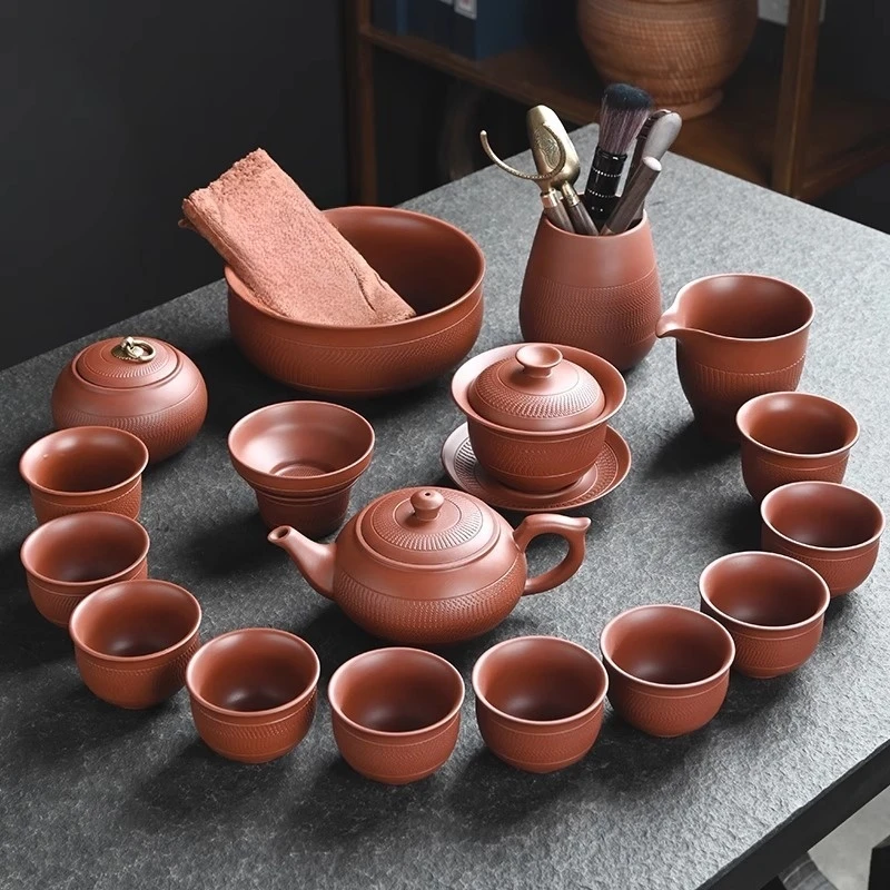紫砂中式茶具套装办公室陶瓷高档泡茶壶盖碗喝茶杯公道杯家用轻奢