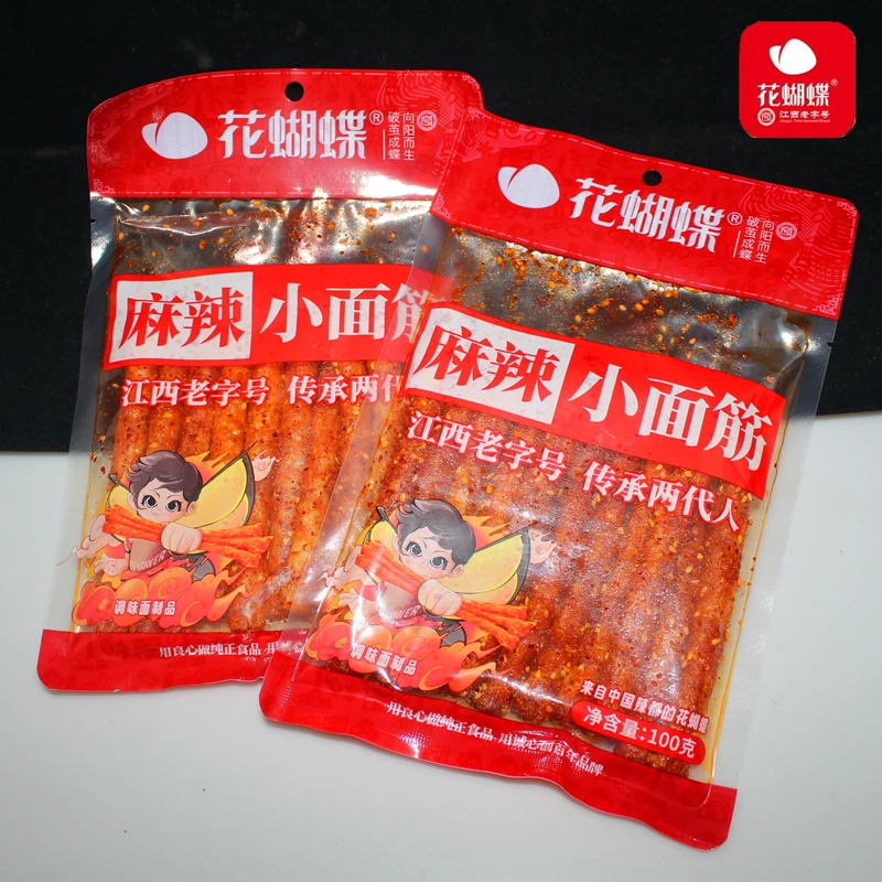 花蝴蝶麻辣小面筋江西特产萍乡辣条老式辣棍辣棒怀旧面筋零食100g