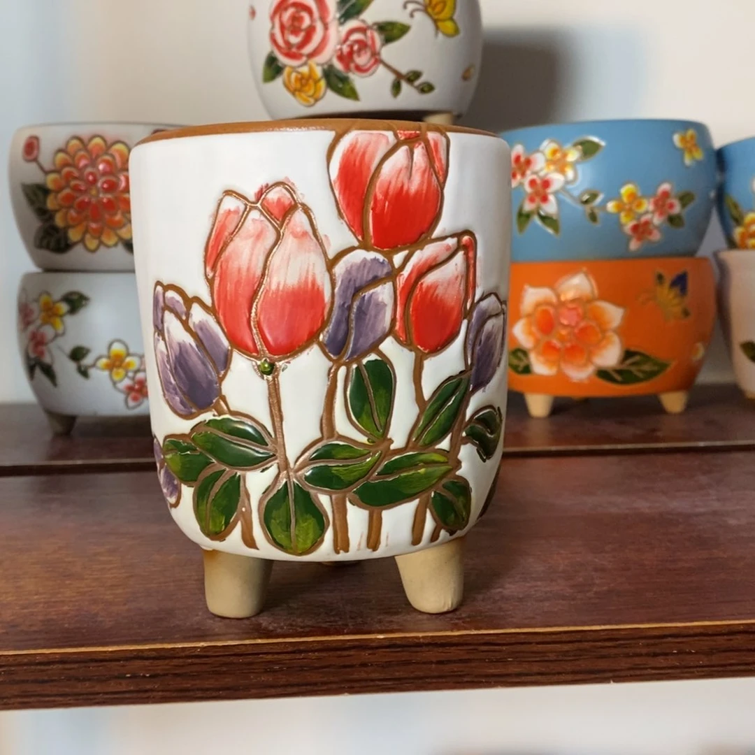 红陶韩式多肉植物花盆