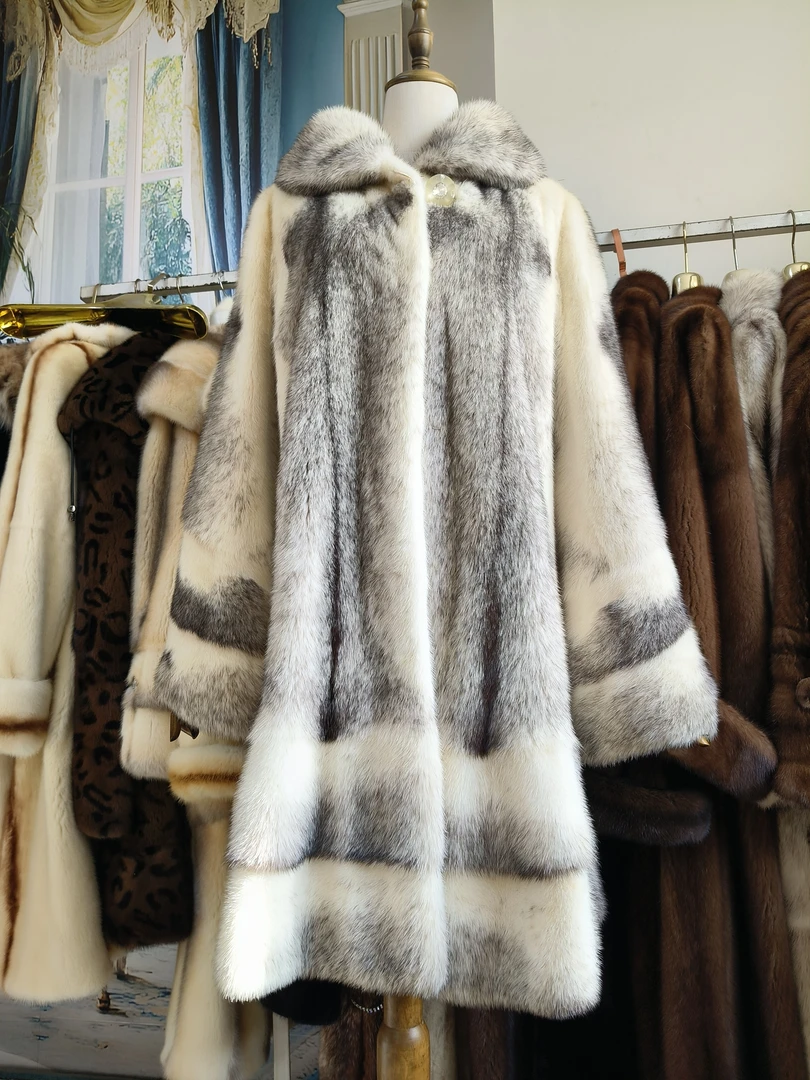 貂皮大衣女中长款整貂领款十字貂A版 胸围122衣长95