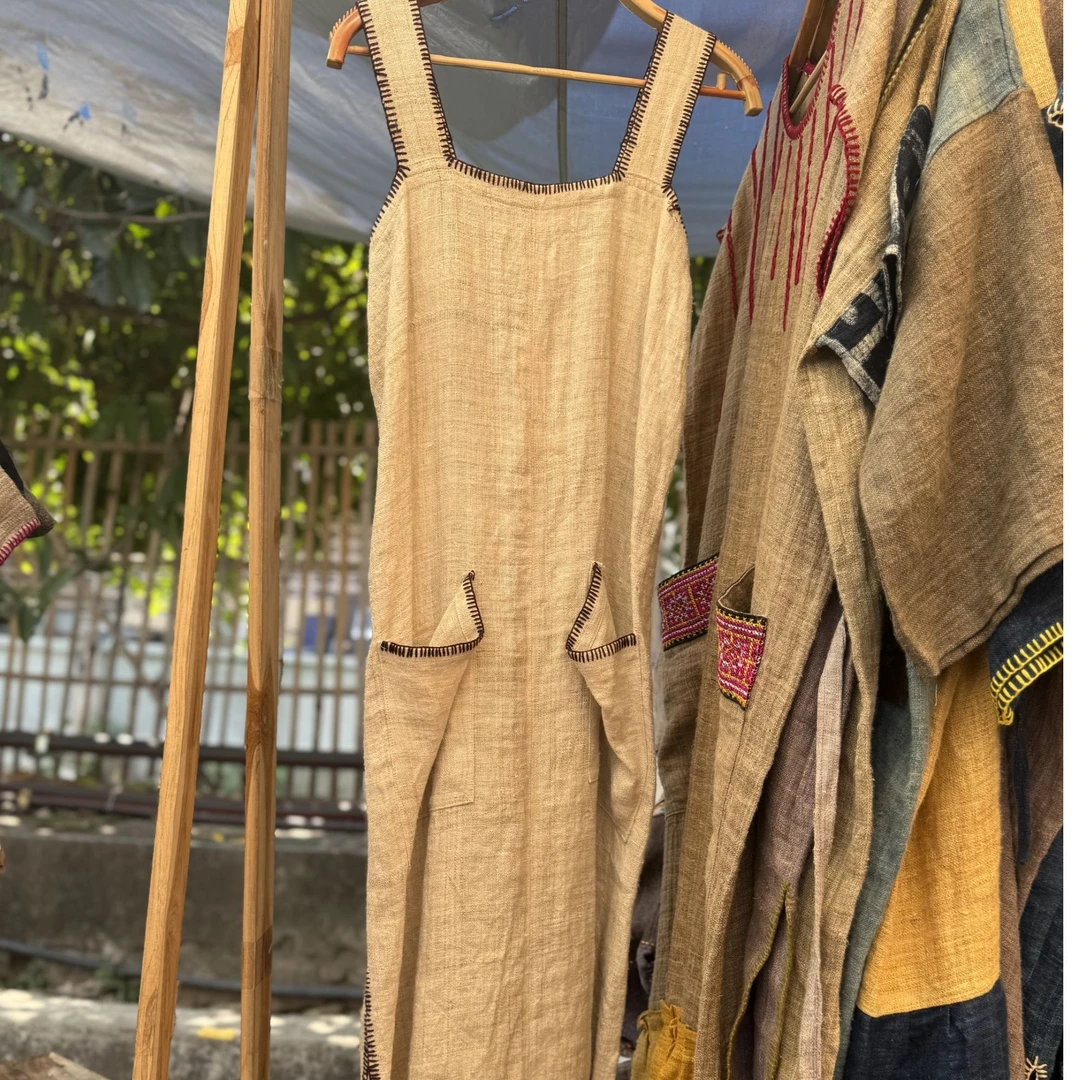 Taya 2024泰国清迈直邮新款汉麻连衣裙休闲