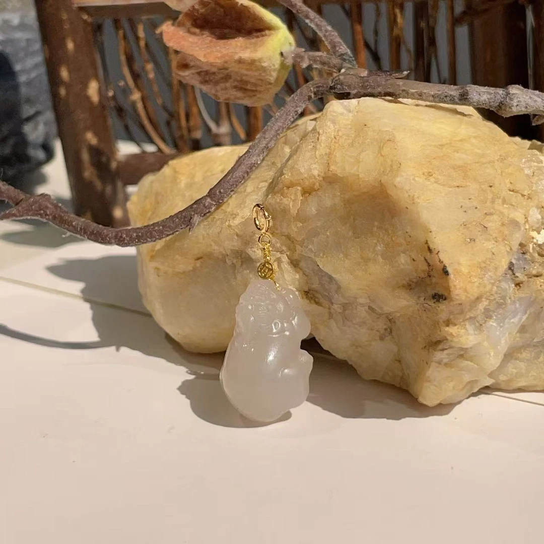 和田玉烟紫貔貅吊坠/18k/AZB4594（如画）