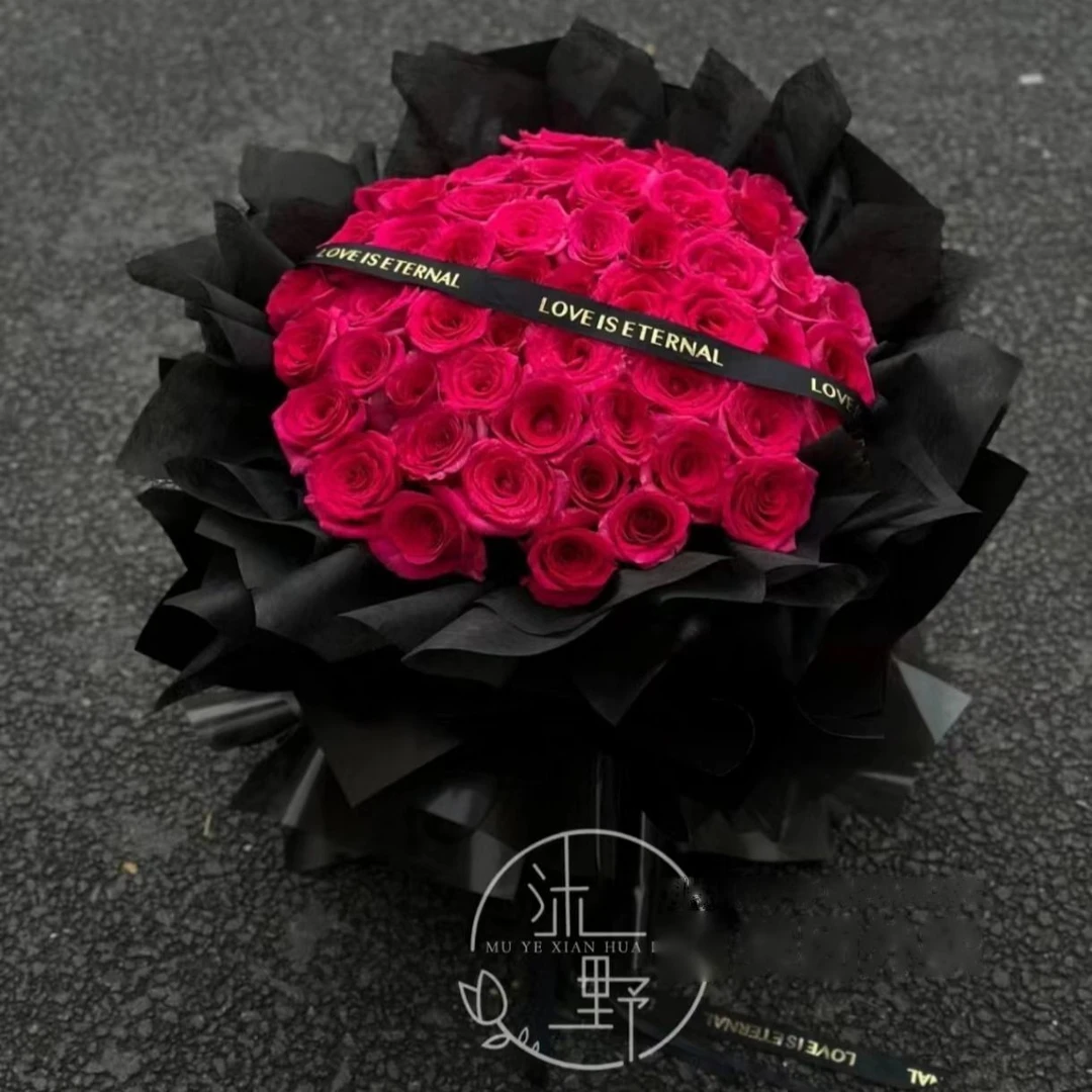 【深情似火】52朵弗洛伊德玫瑰情人节高端大气花束-送女友送爱人生日花束