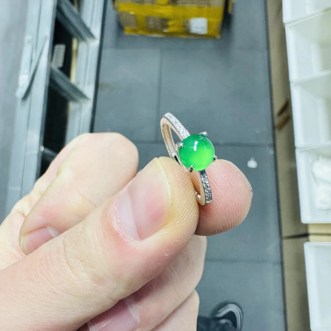 S925银天然玛瑙玉髓戒指/2889