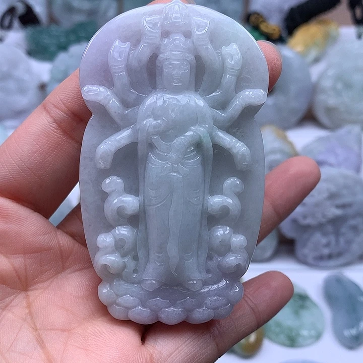 翡翠未镶嵌颈饰大千手观音福利卡厚11+