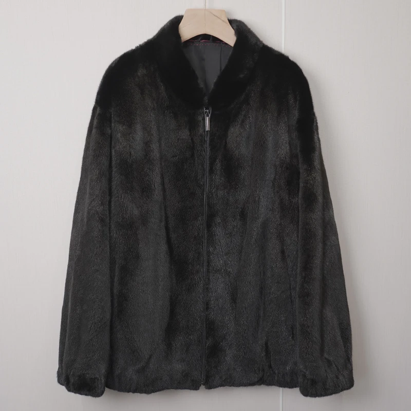 臻选进口宝嘉美貂皮男装水貂皮草整貂外套落肩棒球领短款年轻时尚