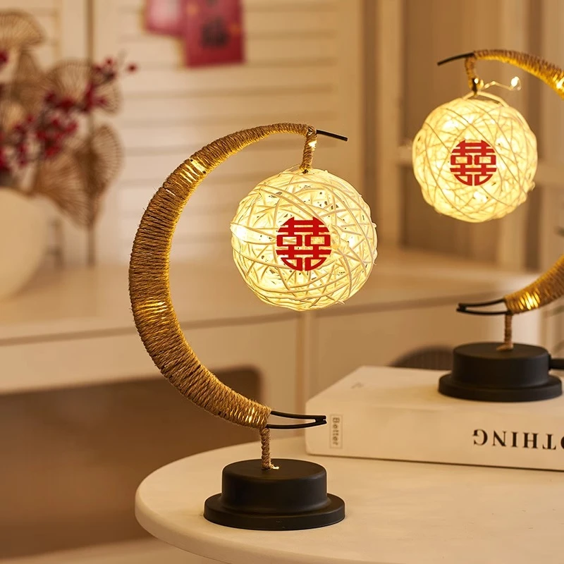 送新人婚房布置装饰摆件创意床头小夜灯卧室睡眠灯新婚长明灯结婚