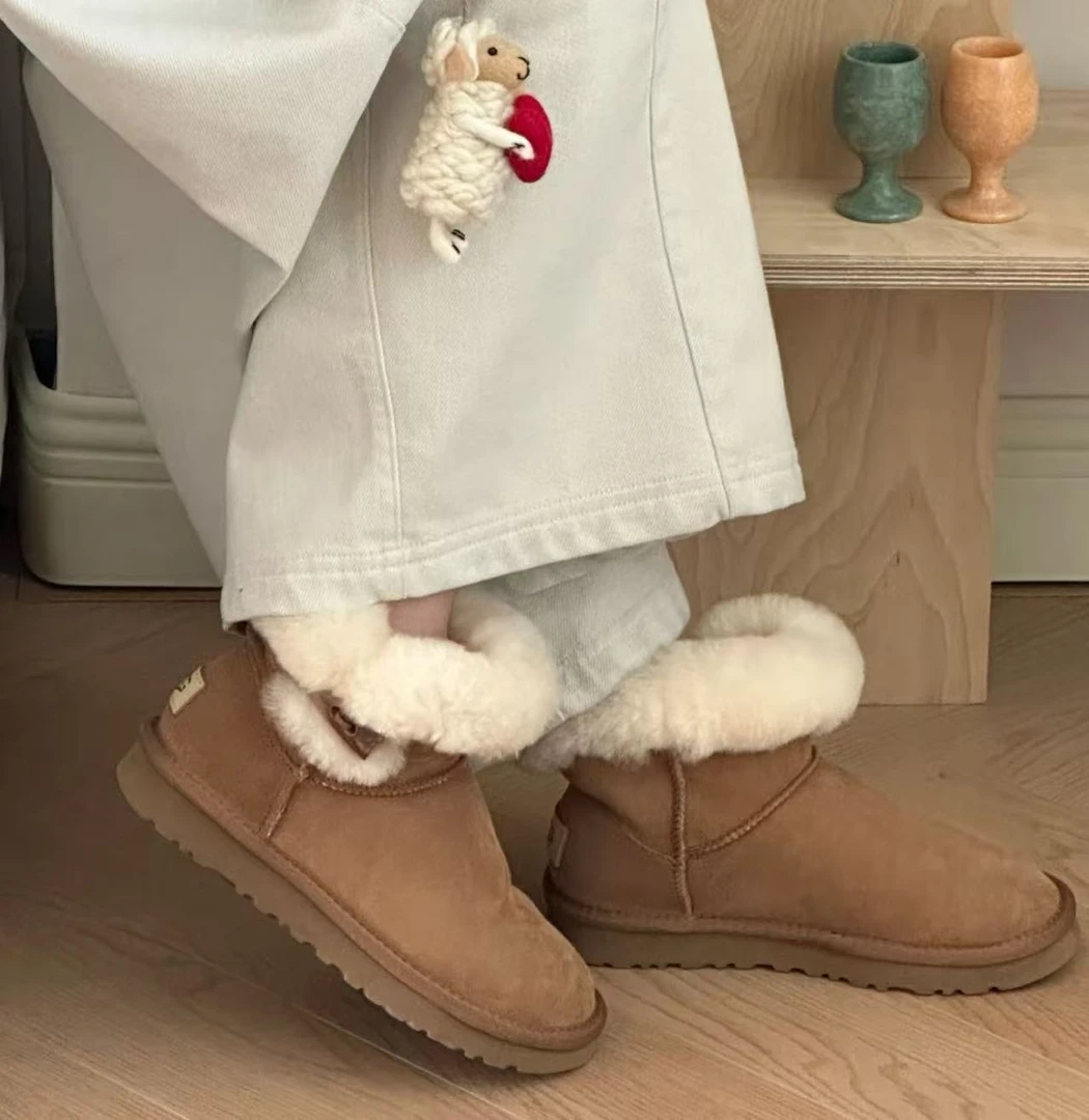 【牛角扣】桑坡皮毛一体雪地靴冬季保暖