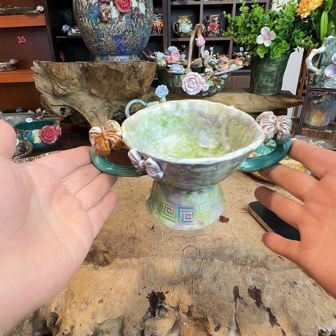 朝***薇纯手工咖啡杯，餐具