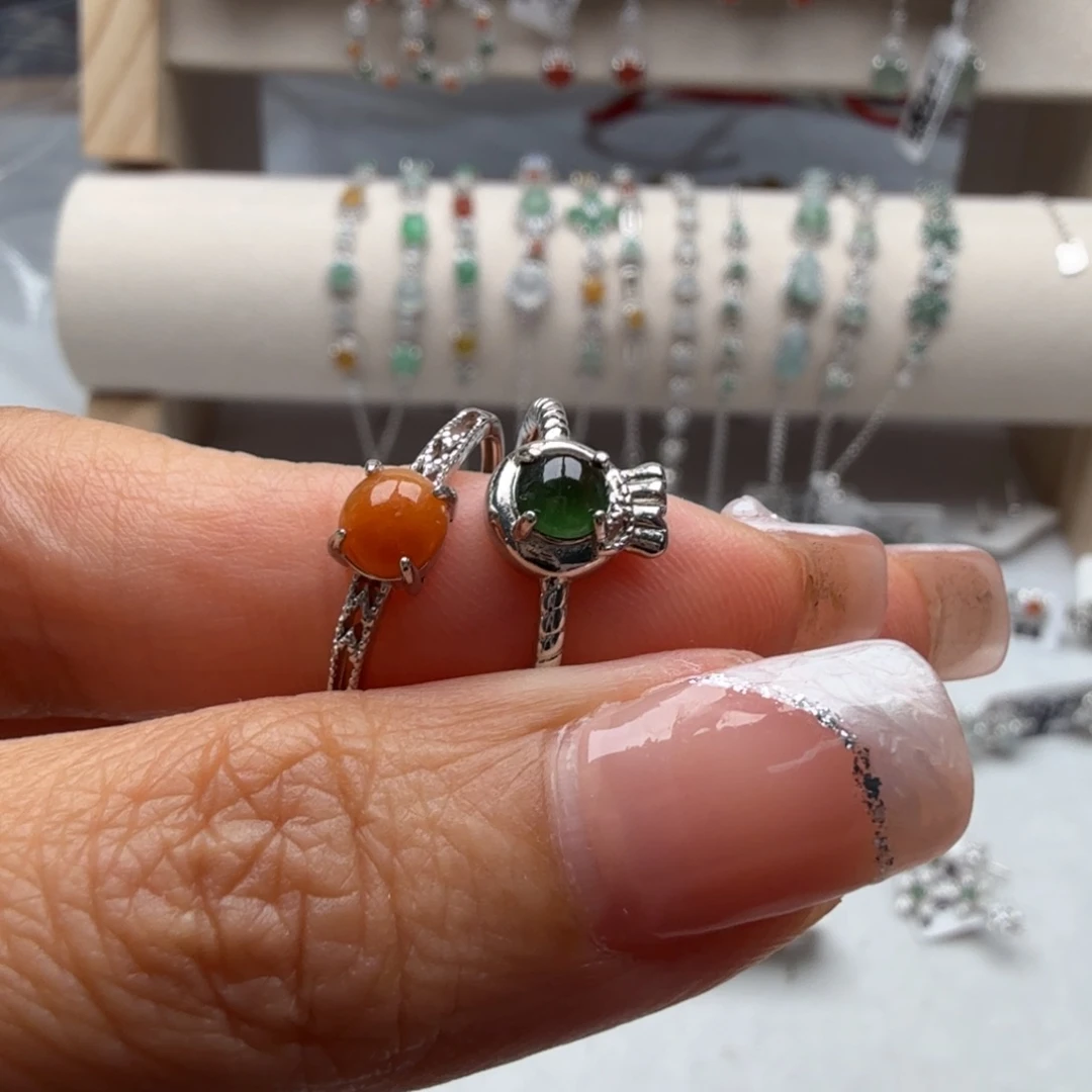 翡翠银S925镶嵌戒指4344344