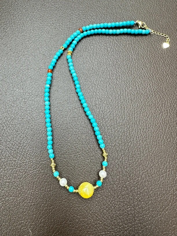 掌柜精选—高品质蜜蜡路路通➕高瓷蓝松松吊坠