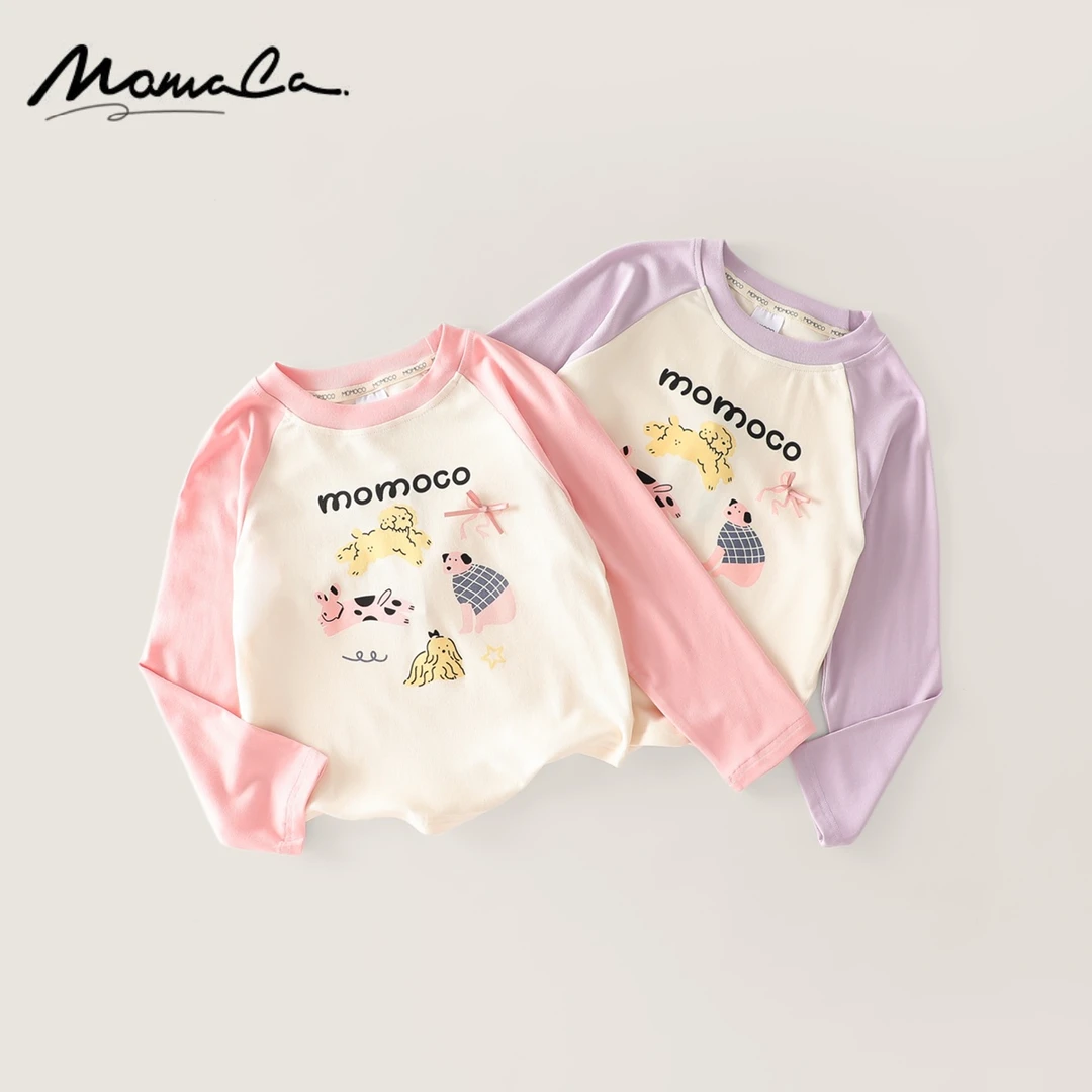 MOMOCO欧若风春秋季女童浪漫甜美图案长袖T恤77580235001&002