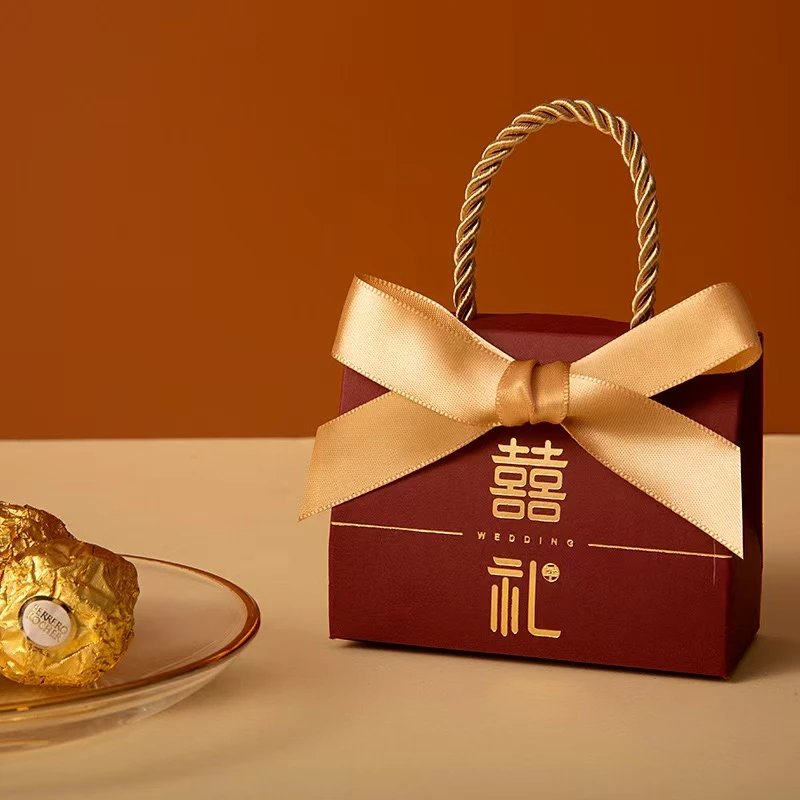 新款ins手提式结婚订婚喜糖盒子婚礼糖果盒喜糖袋空盒