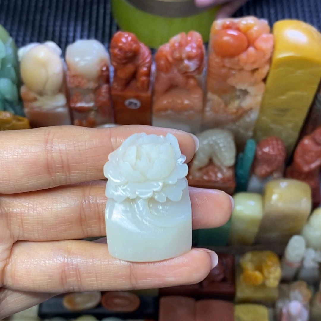 印石寿山石花开富贵