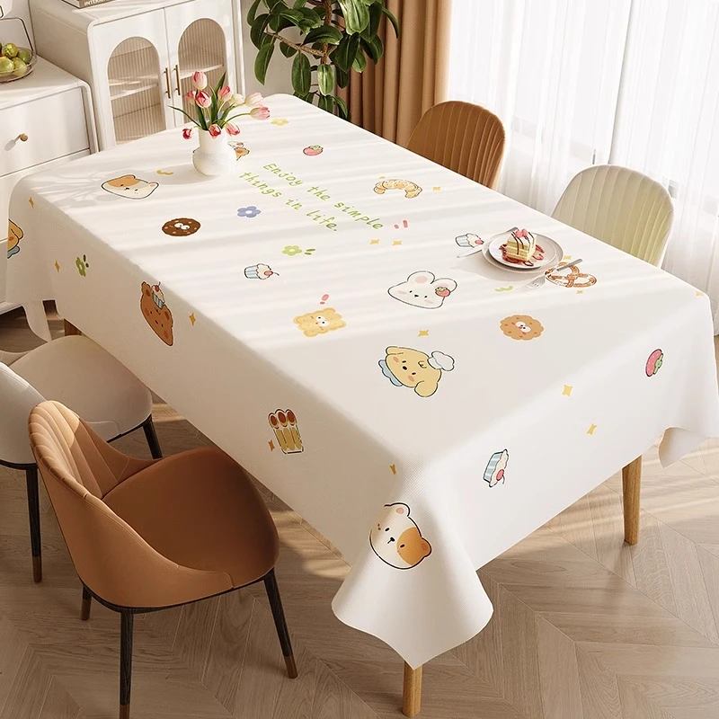 卡通可爱桌布防水防油餐桌布家用长方形餐桌台布pvc小清新餐桌布
