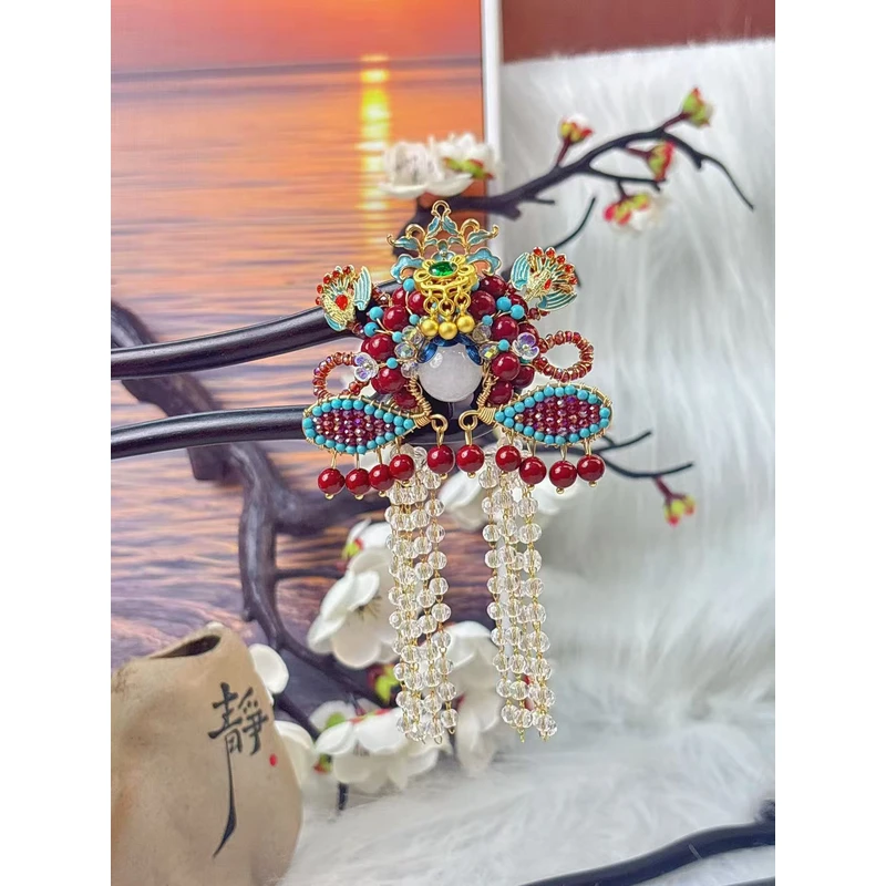 炑歌K393原创红色刀马旦时尚气质百搭15公分发簪