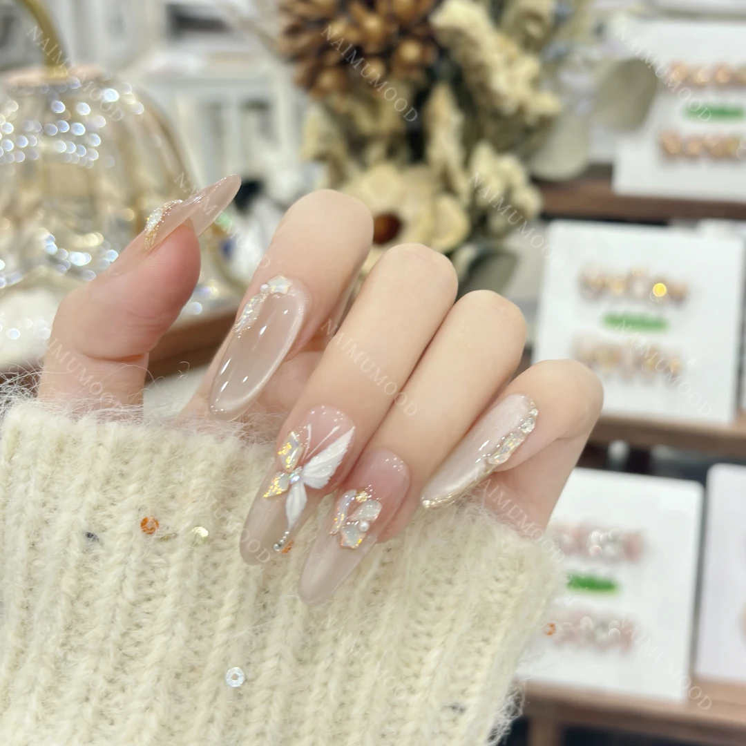 【蝶诗舞】现货-奈木花园手工穿戴甲--美拉德钻猫眼新年美甲