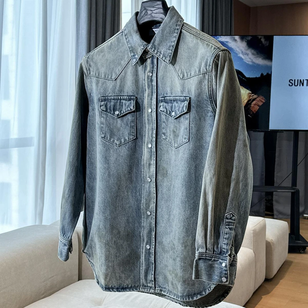 【太阳made】DirtyFit水洗做旧SUNTEEZA复古牛仔衬衣衬衫外套