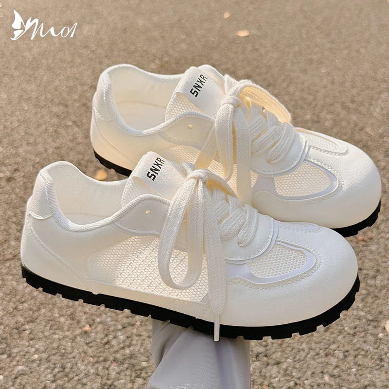 M01夏季透气不闷脚女鞋网面鞋子配裙子小白鞋芭蕾德训鞋平底板鞋