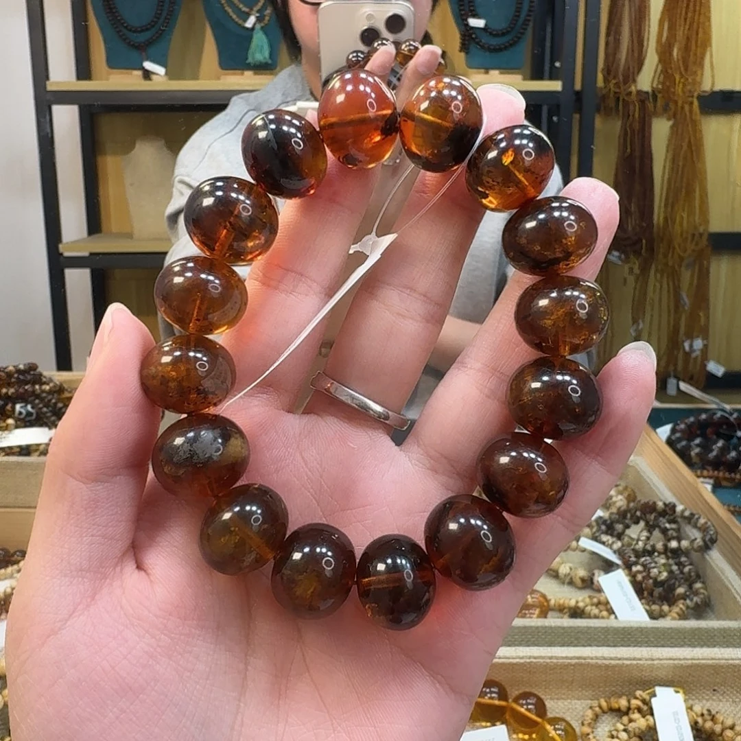 不***言琥珀未镶嵌裸石抚顺琥珀26mm蜡花