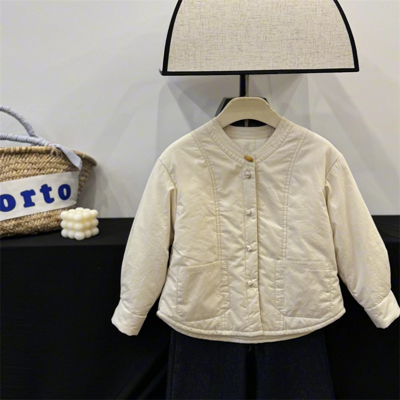 现货Leomama【小木扣】童装女童复古棉服2024秋冬中大儿童夹棉棉衣