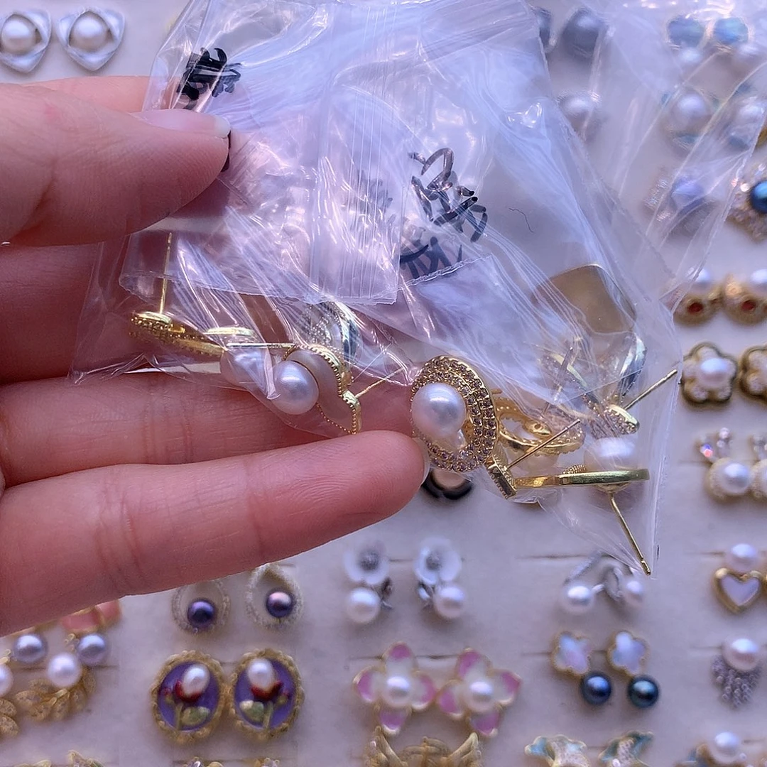 淡水珍珠耳饰合金