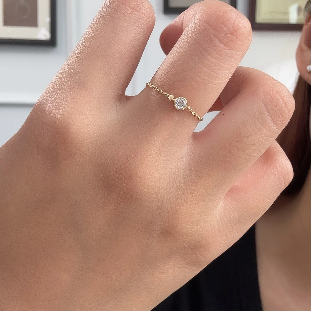 合成钻石颈饰18K金镶嵌泡泡戒指