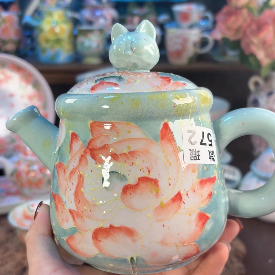 景德镇手绘高温釉下彩陶瓷茶具