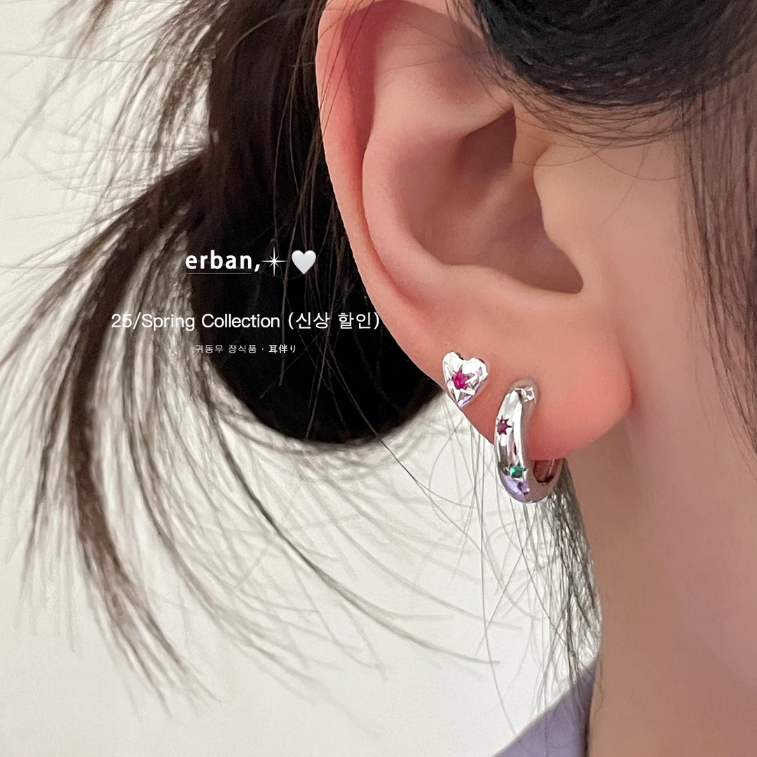 ERBAN/耳伴 925银耳饰 八芒星绝美耳圈耳环2025新款爆款耳扣耳钉