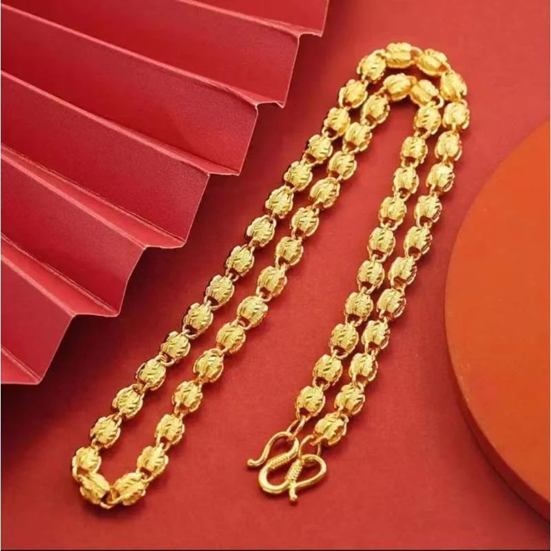 抖音好物 时尚金典核桃项链经典金色素款男士C款