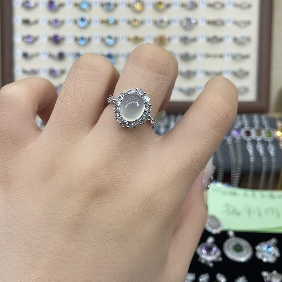 岫玉银S925镶嵌戒指