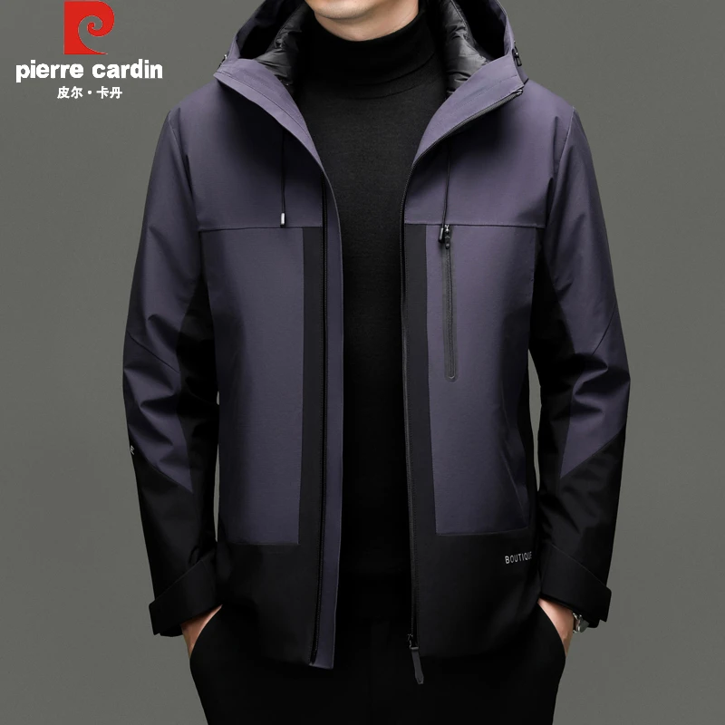 皮尔卡丹高端鸭绒三合一羽绒服男可拆卸内胆工装防风防水户外外套