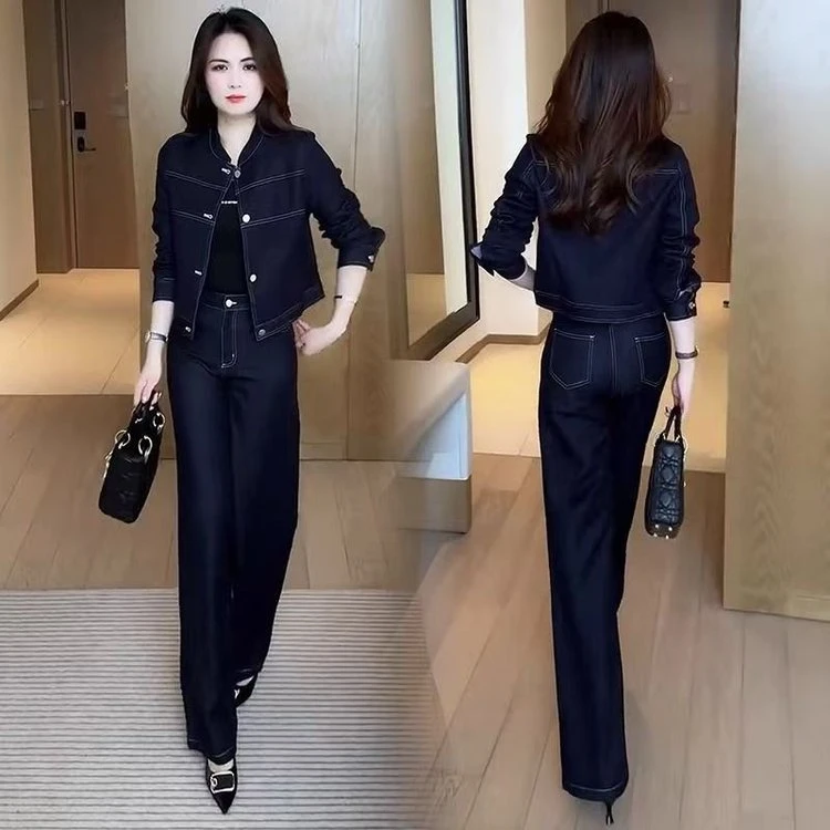 牛仔外套女春秋韩版复古明线设计宽松百搭夹克上衣潮上衣百搭宽松