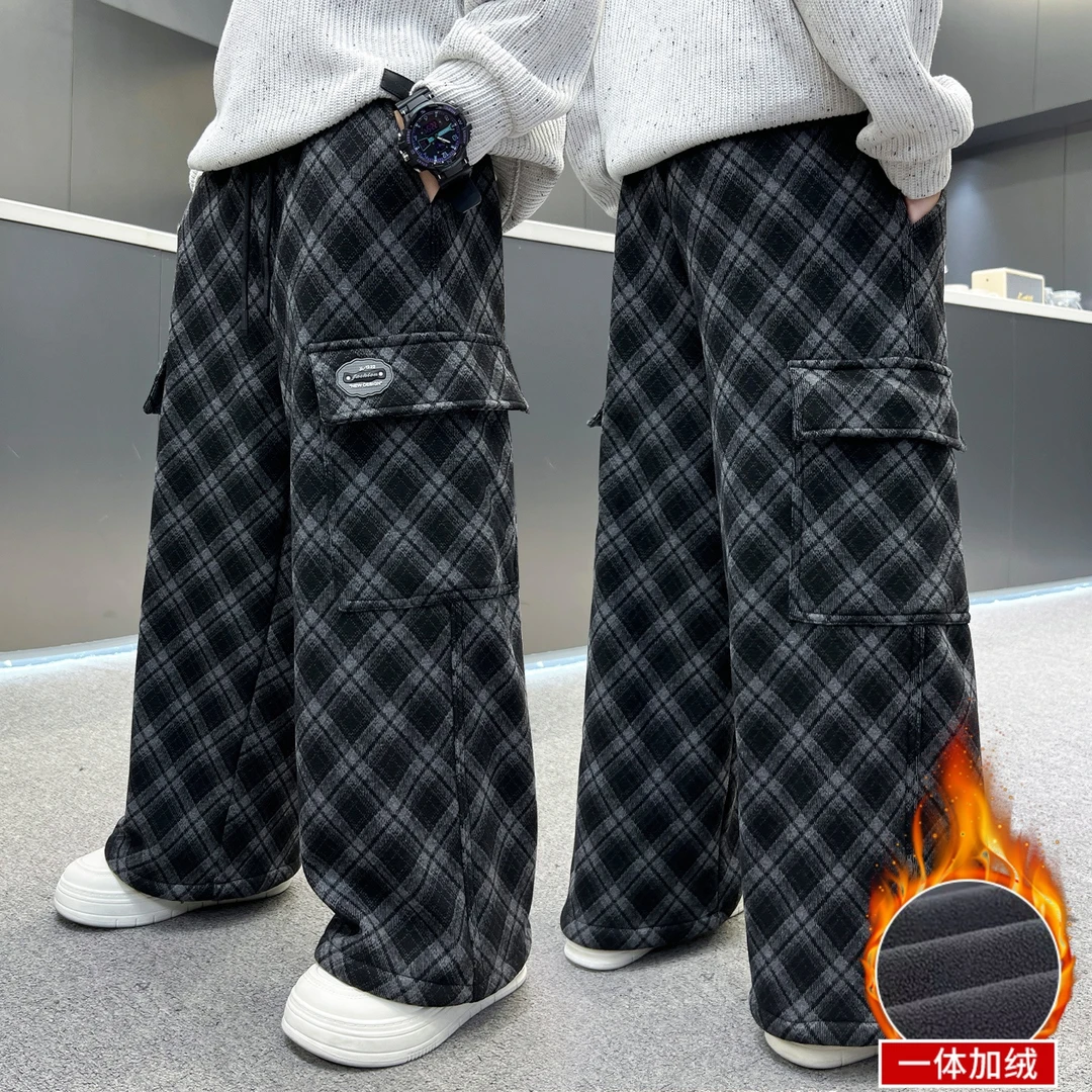 冬季新款男童中大童加厚儿童加绒休闲裤帅气保暖宽松