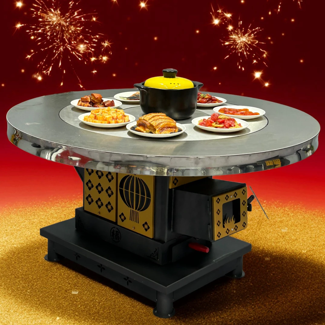 高性价比110斤铸铁活动胆取暖炉乡村室内无烟气化炉柴煤两用