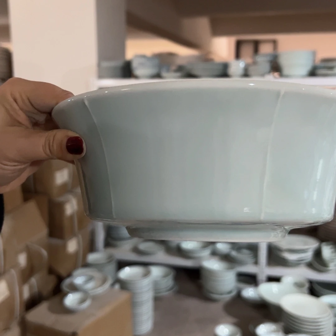 中瑕福利影青9寸马兰盆（单只装）