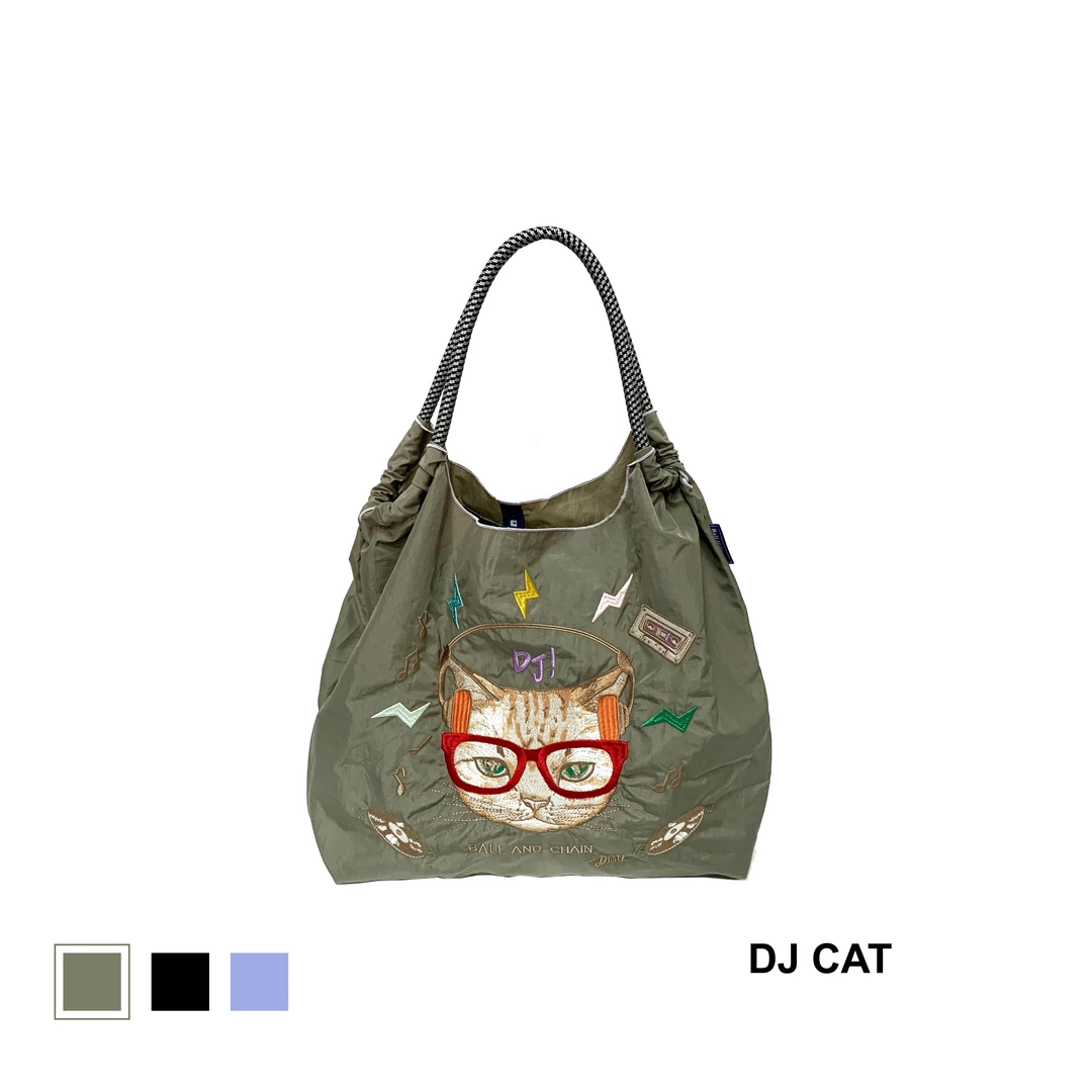 【DJ猫】Ball&Chain刺绣斜挎购物袋大容量包女包环保袋