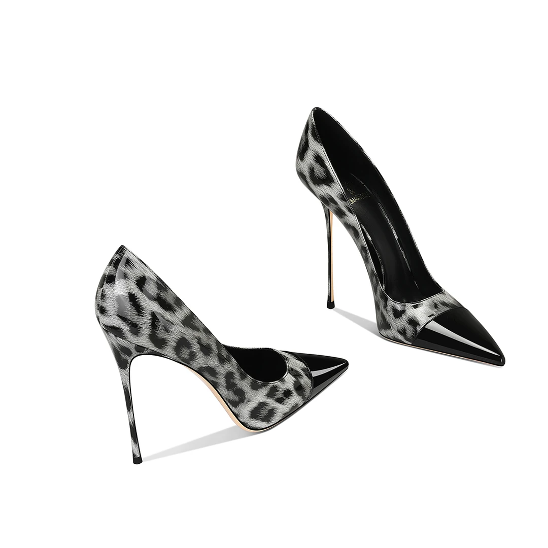 高跟鞋女2025洋气小个子爆款绝美黑色气质漆皮细跟御姐尖头单鞋