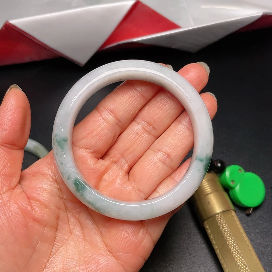 翡翠未镶嵌手镯天然翡翠飘花手镯