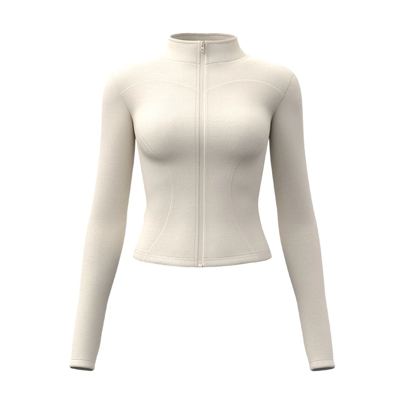 拉毛轻绒瑜伽服女立领显瘦运动外套健身长袖上衣JYMW153