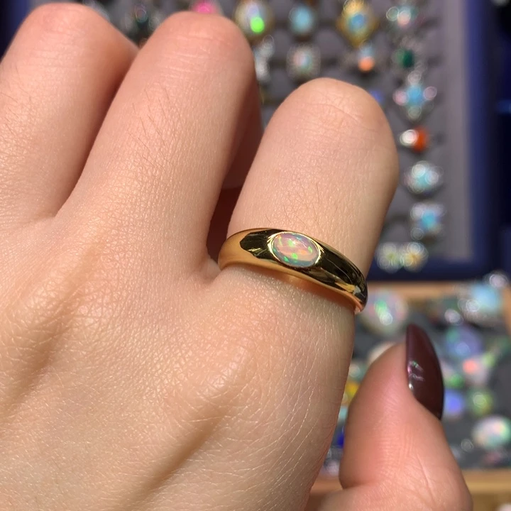 银S925镀金镶嵌欧泊戒指款式福利不退不换