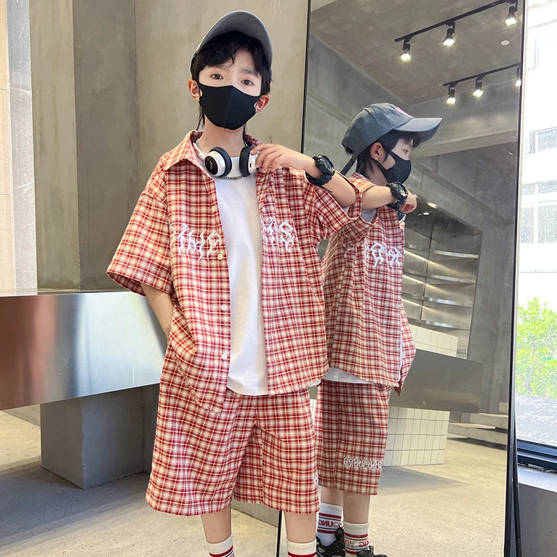 童装男童夏装套装2025新款男孩夏季休闲衬衫儿童夏款酷帅中大童潮